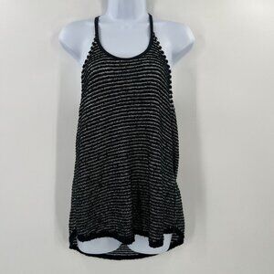 Eileen Fisher Small Black White Striped Knit Tank Tunic Top Organic Cotton Artsy